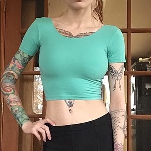 American Apparel Teal cropped tee